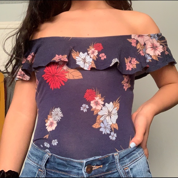 Aeropostale Tops - Navy blue floral body suit